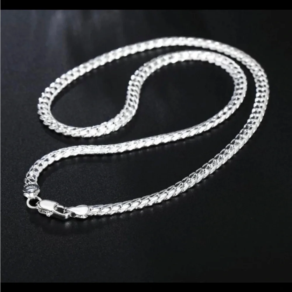 18k white gold over Titanium 26” chain 5mm heavy plating